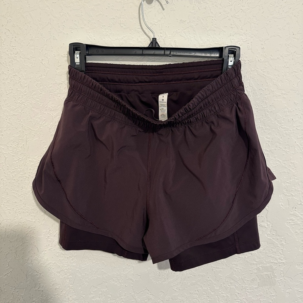Lululemon Plum Running Shorts with Liner Size 8